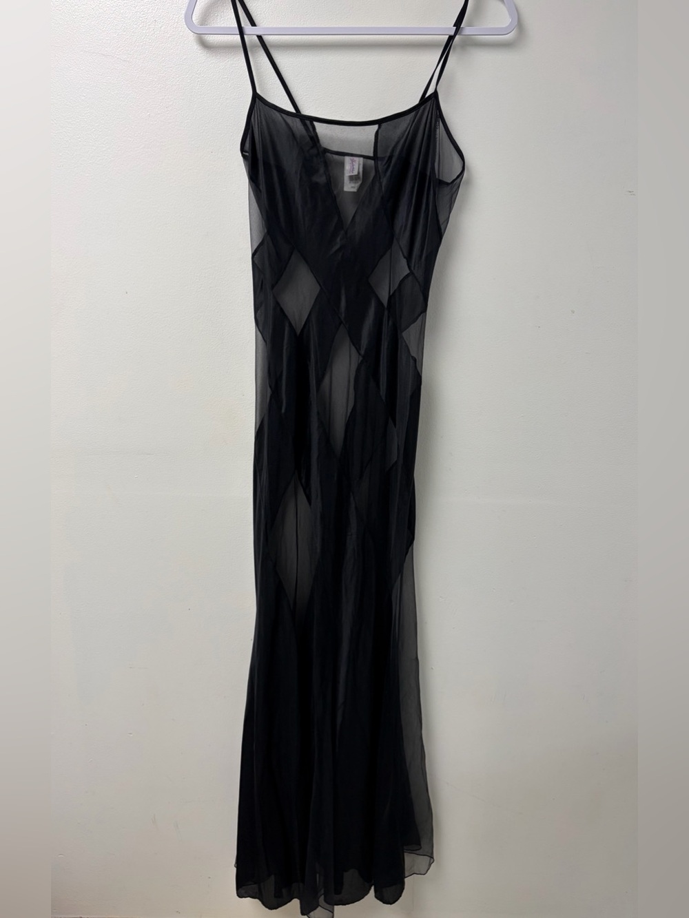 Vintage Frederick’s of Hollywood Sheer Diagonal Paneled Black Slip Size Medium